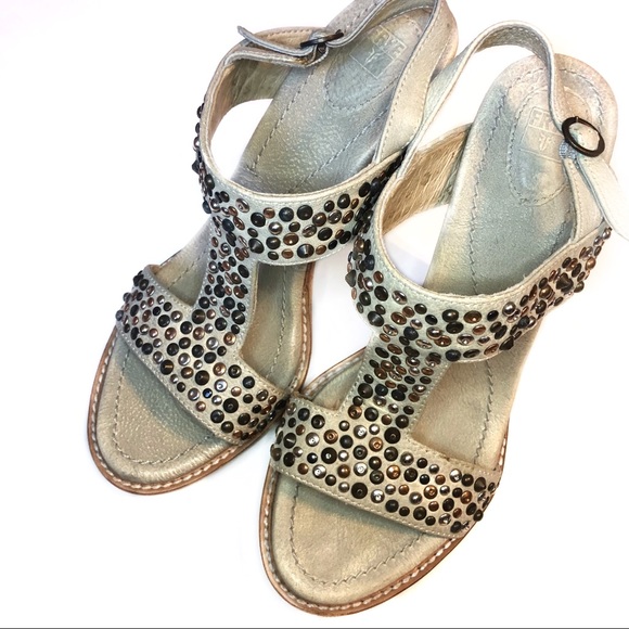 Frye Shoes - Frye Joy Vintage Slingback Studded Heels - Ivory